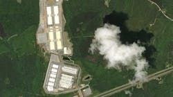 A satellite view of the massive Microsoft cloud campus in Boydton, Virginia, with a cloud casting a shadow over the landscape. A satellite view of the massive Microsoft cloud campus in Boydton, Virginia, with a cloud casting a shadow over the landscape.