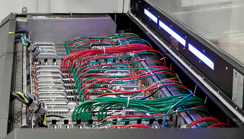 A fully loaded immersion cooling enclosure from Submer.