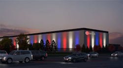 An illustration of how colored LED lighting will add visual appeal to an Equinix data center in Ashburn, Virginia. An illustration of how colored LED lighting will add visual appeal to an Equinix data center in Ashburn, Virginia.