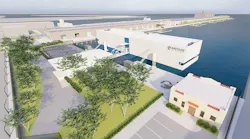An illustration of the Nautilus Data Technologies data center at the AltaSea campus at the Port of Los Angeles.