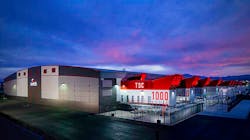 The Switch Supernap data center in Las Vegas at sunset.