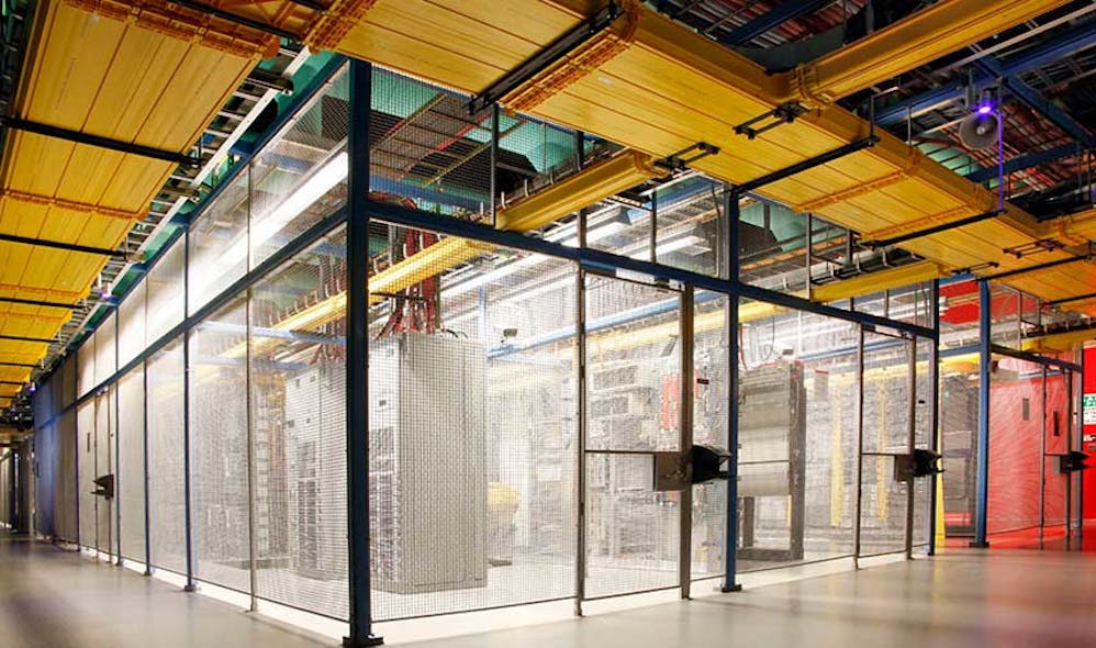 Cages and colocation equipment inside an Equinix data center.