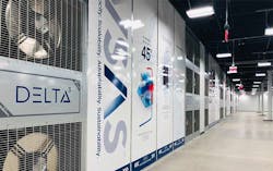 A row of Delta Cube cooling units in a data hall inside an Aligned Data Centers facility. A row of Delta Cube cooling units in a data hall inside an Aligned Data Centers facility.