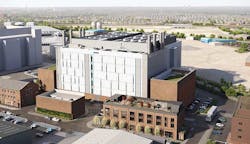 An illustration of the Vantage Data Centers LH1 facility near London. The company plans to invest £500 million in the new campus. An illustration of the Vantage Data Centers LH1 facility near London. The company plans to invest £500 million in the new campus.