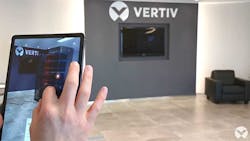 A demonstration of how the Vertiv XR mobile app can simulate how data center equipment will look in a user environment.