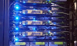 A rack of servers inside a Facebook data center. A rack of servers inside a Facebook data center.