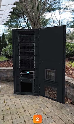 With the Vertiv XR mixed-reality app, you can experience what a VRC-S Micro Data Center would look like on your patio. With the Vertiv XR mixed-reality app, you can experience what a VRC-S Micro Data Center would look like on your patio.