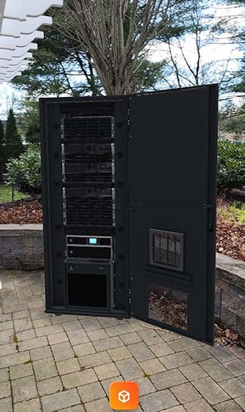 With the Vertiv XR mixed-reality app, you can experience what a VRC-S Micro Data Center would look like on your patio.