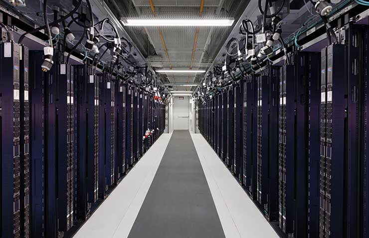 Racks and equipment inside a DCX data center in Goodyear, Arizona.