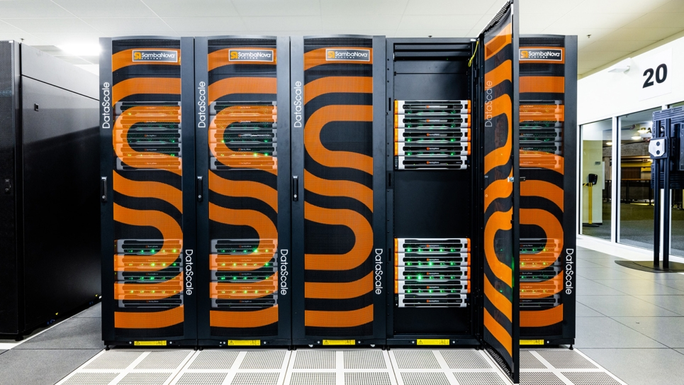 Gear from startup SambaNova systems in racks at Argonne National Laboratory.