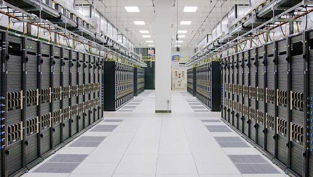 A data hall full of GPUs at the Meta Research Supercluster, an AI-focused data center.