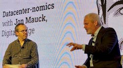 Jon Mauck, Senior Managing Director at DigitalBridge Investment Management (right), discusses the current economic client with DatacenterDynamics CEO George Rockett at the recent DCD Connect New York event.