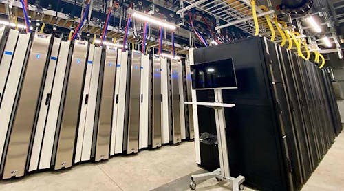 Cabinets and cooling units inside a Nautilus Data Technologies facility.