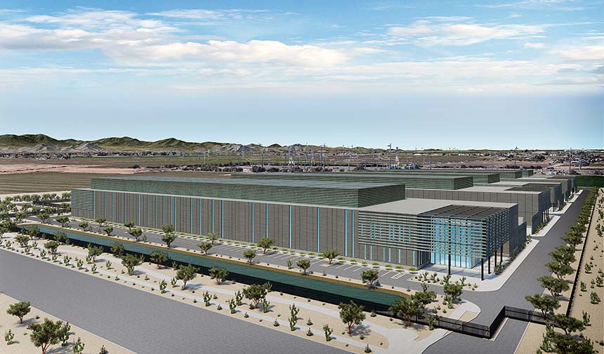 An illustration of Prime's planned data center campus in Avondale, Arizona in the Phoenix market.