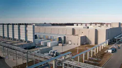 The exterior of a Google data center.