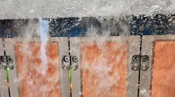 The LiquidStack demo provided a closer look at two-phase immersion coolant. Servers are immersed in a dielectric coolant with a low boiling point. As processors heat up, the coolant boils and becomes vapor, dissipating the heat. The vapor is captured by a condenser at the top of the tank, and is cooled and returned to its liquid state.