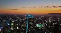 The Los Angeles skyline at sunset. The Los Angeles skyline at sunset.