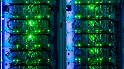 Servers inside a high-density data center. Servers inside a high-density data center.