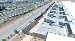 A row of backup generators at the Compass Datacenters&apos; facility in Goodyear, Arizona.