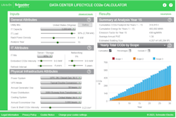 Figure 1: Data Center Lifecycle CO2 Calculator. (Source: Schneider Electric) Figure 1: Data Center Lifecycle CO2 Calculator. (Source: Schneider Electric)
