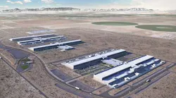 An illustration of Facebook’s plans for its expanded data center campus in Utah, which now spans five data center structures.