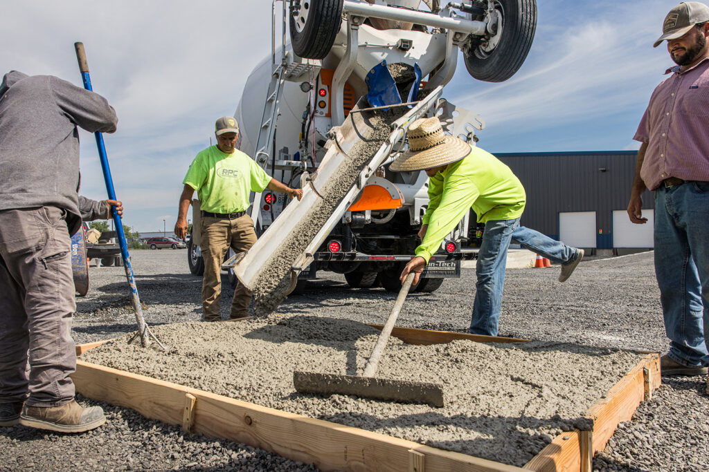 Concrete mixes being piloted at Microsoft's Quincy, WA hyperscale campus include one with biogenic limestone, one with fly ash and slag that's activated with alkaline soda ash, and a third with both the alkali-activated cement and biogenic limestone.