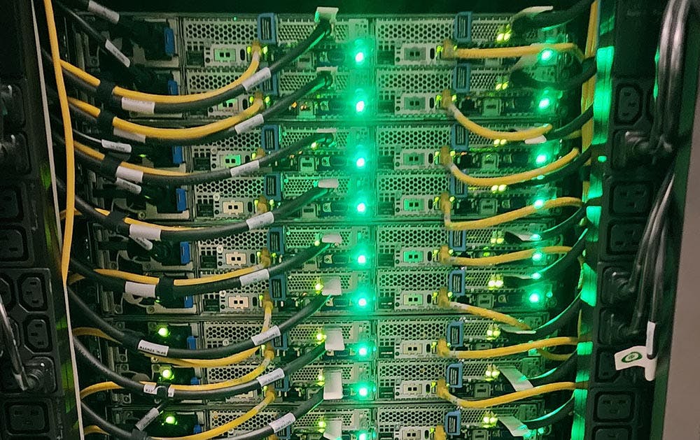 High-density servers inside the Texas Advanced Computing Facility in Austin, TX.