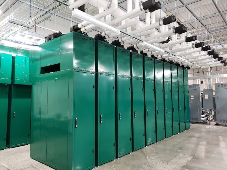 A row of DDC Cabinet Technology&apos;s S-Series enclosures in a data center.