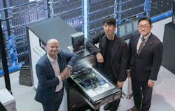 Iceotope, SKT and SK Enmove representatives at MWC Barcelona 2024. Iceotope, SKT and SK Enmove representatives at MWC Barcelona 2024.