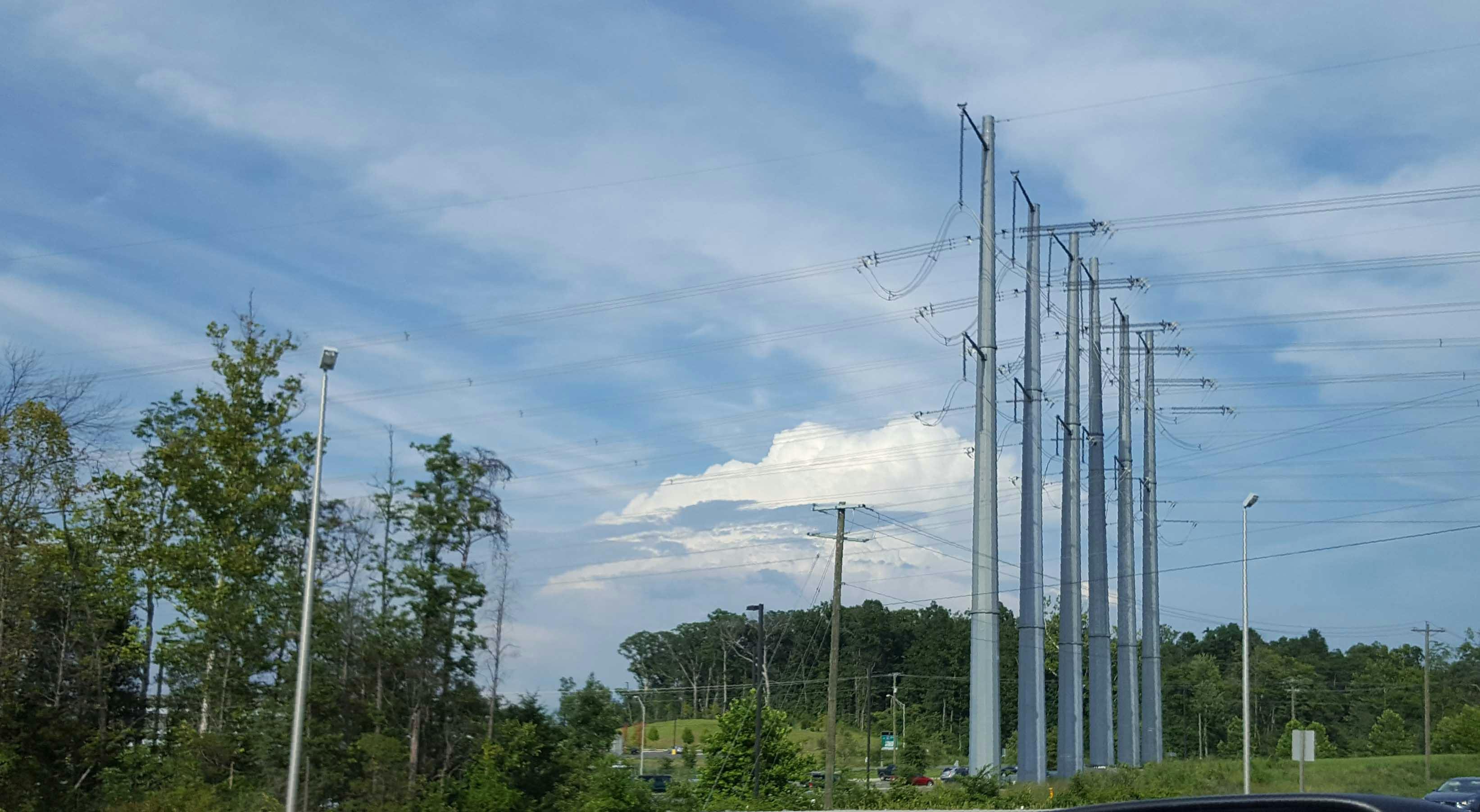 High-capacity power lines in Manassas, Virginia.