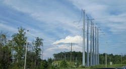High-capacity power lines in Manassas, Virginia.