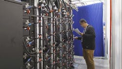 Liquid cooling infrastructure integrated with Meta's OpenRack system in a data center setting. Liquid cooling infrastructure integrated with Meta's OpenRack system in a data center setting.