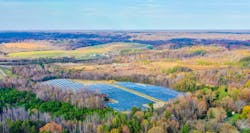 Aerial view of a solar farm in the North Carolina countryside. Aerial view of a solar farm in the North Carolina countryside.