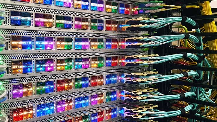 The colorful blinking lights of the Facebook Fabric Aggregator.