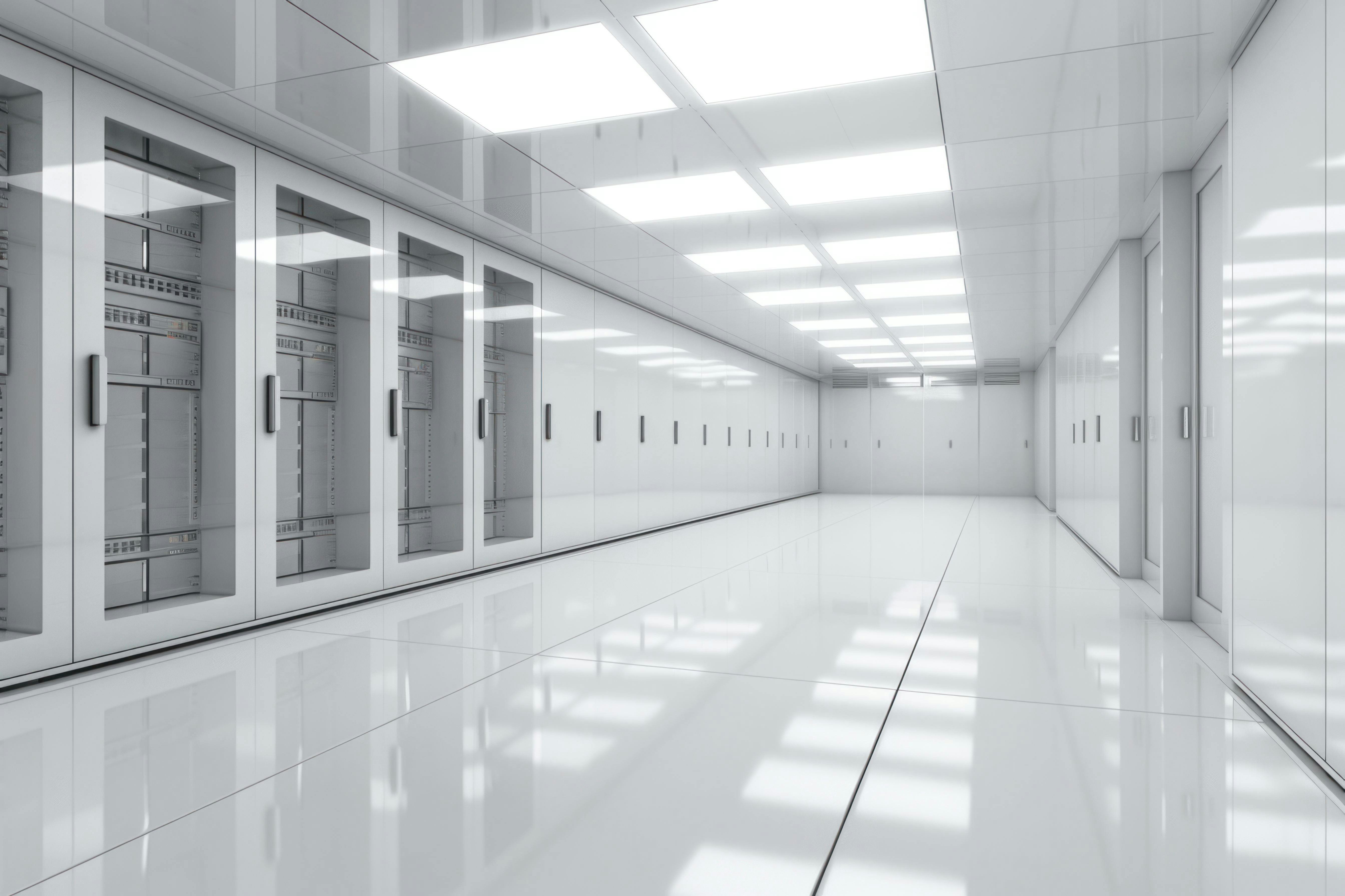 An AI-generated rendering of data center whitespace.