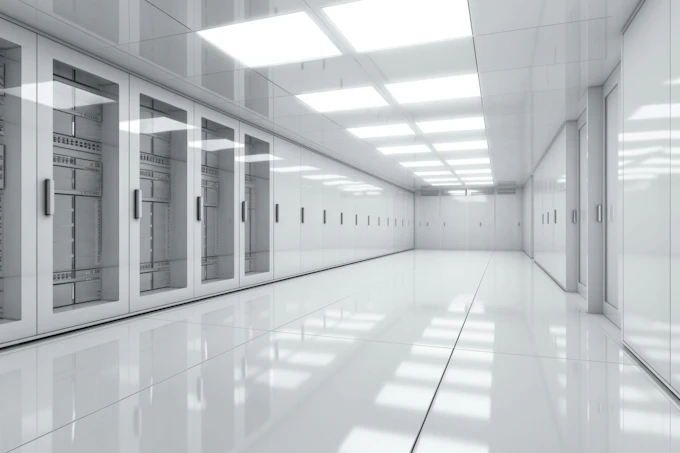 An AI-generated rendering of data center whitespace.