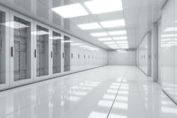 An AI-generated rendering of data center whitespace. An AI-generated rendering of data center whitespace.