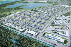 Rendered perspective of Scala AI City upon full development. Rendered perspective of Scala AI City upon full development.