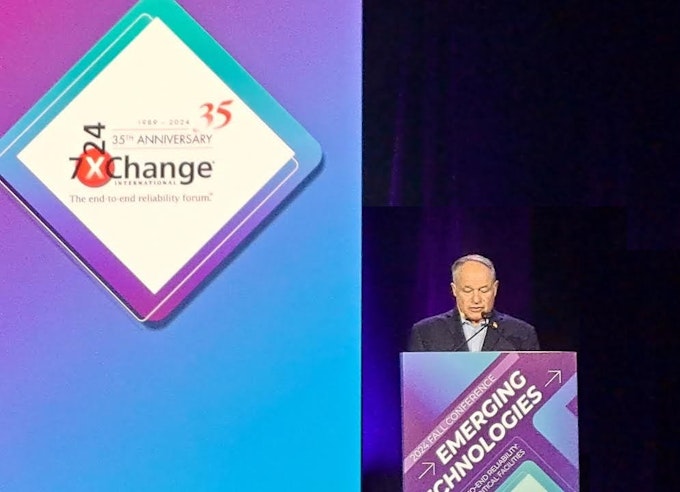 7x24 Exchange International Chairman and CEO Robert J. Cassiliano delivers opening remarks for the professional association's record-breaking 2024 Fall Conference in Phoenix, Arizona.