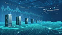 AI-generated graphic of data center server towers standing on a digital landscape representing data flowing in cyberspace. AI-generated graphic of data center server towers standing on a digital landscape representing data flowing in cyberspace.