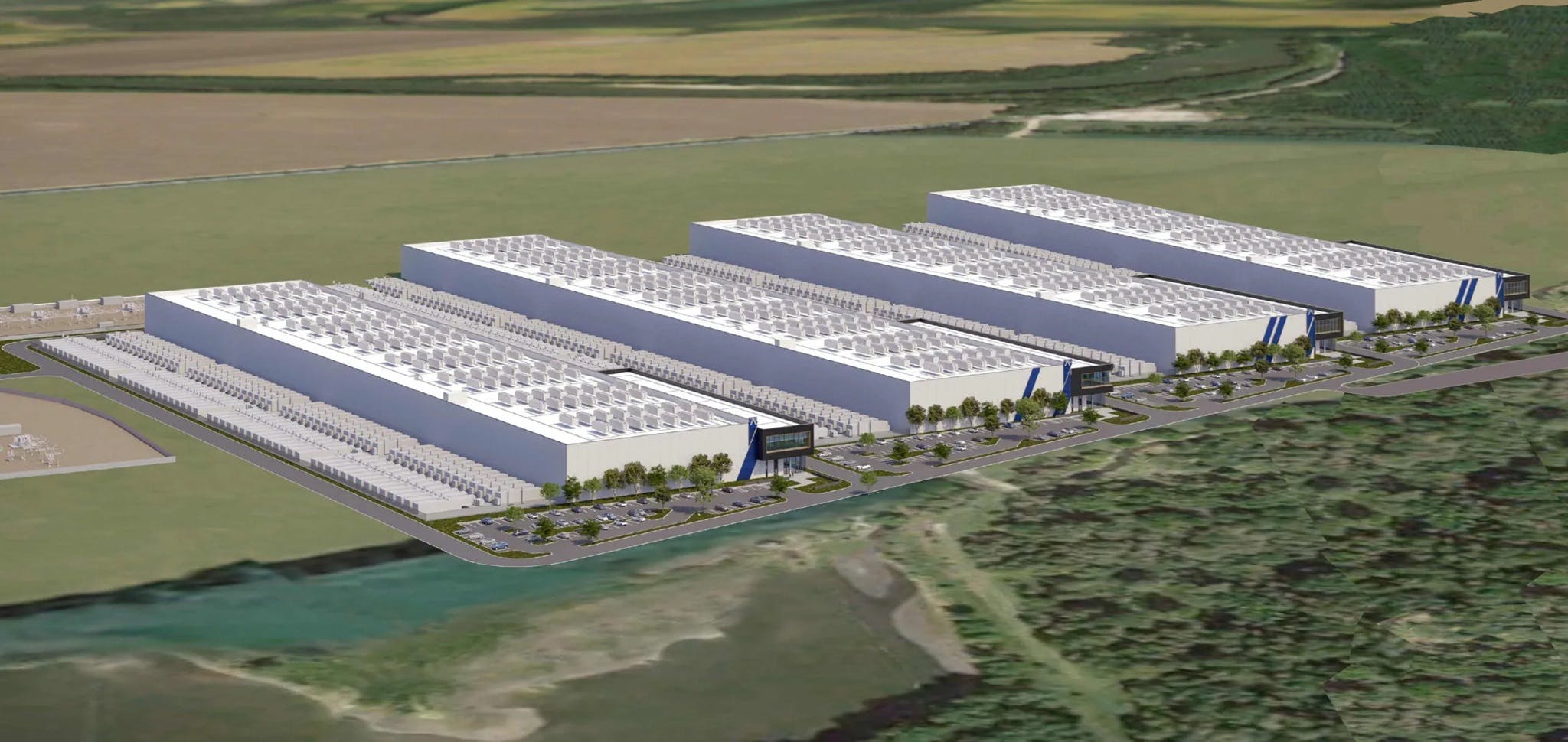 A rendering of Aligned Data Centers' planned new mega-scale AI campus in Ohio.