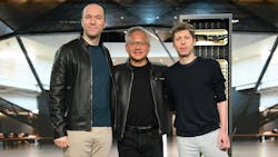 OpenAI President Greg Brockman, NVIDIA Founder and CEO Jensen Huang, and OpenAI CEO Sam Altman OpenAI President Greg Brockman, NVIDIA Founder and CEO Jensen Huang, and OpenAI CEO Sam Altman