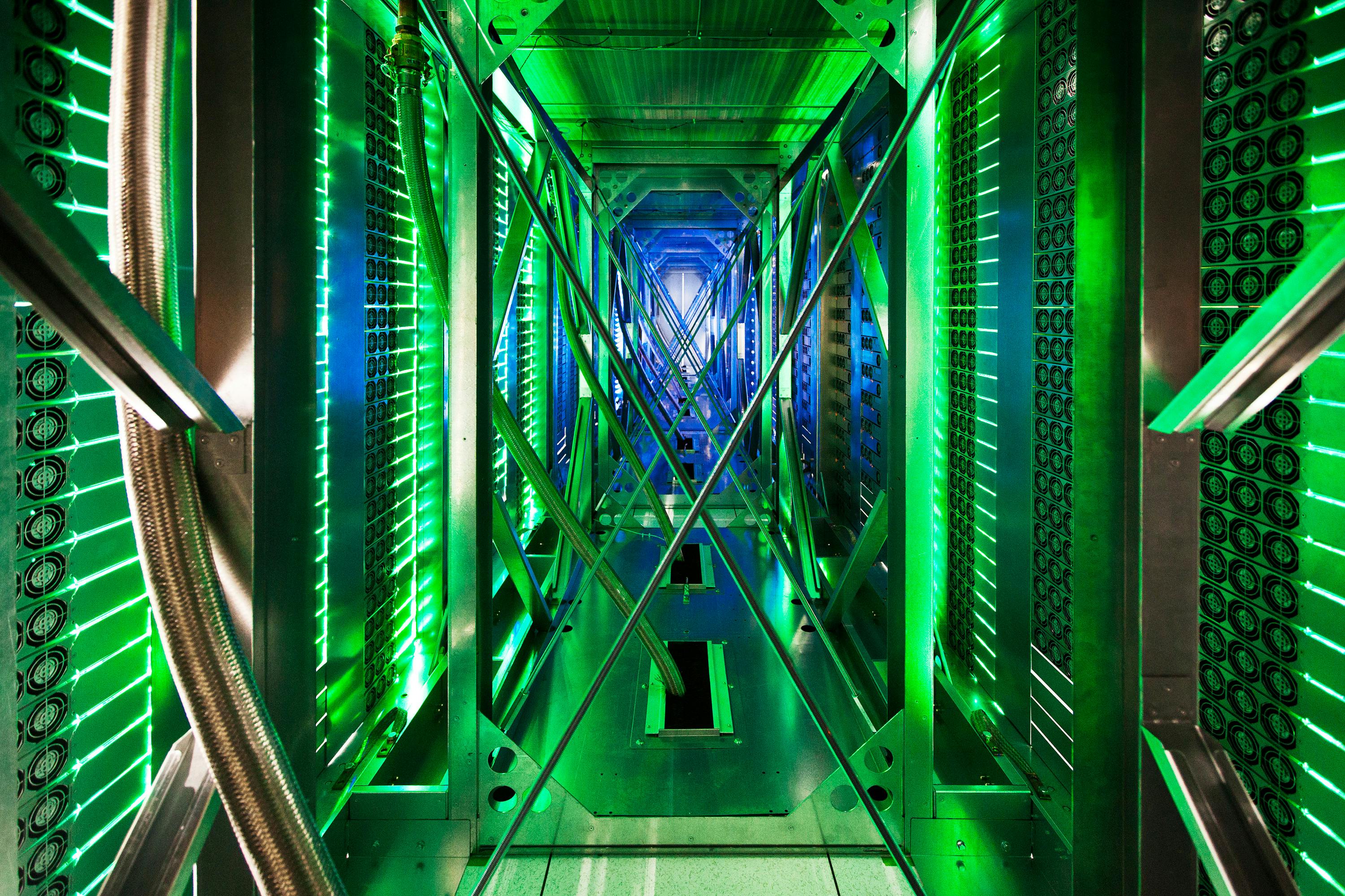 A look behind the server aisle at Google's Mayes County, Oklahoma, data center.