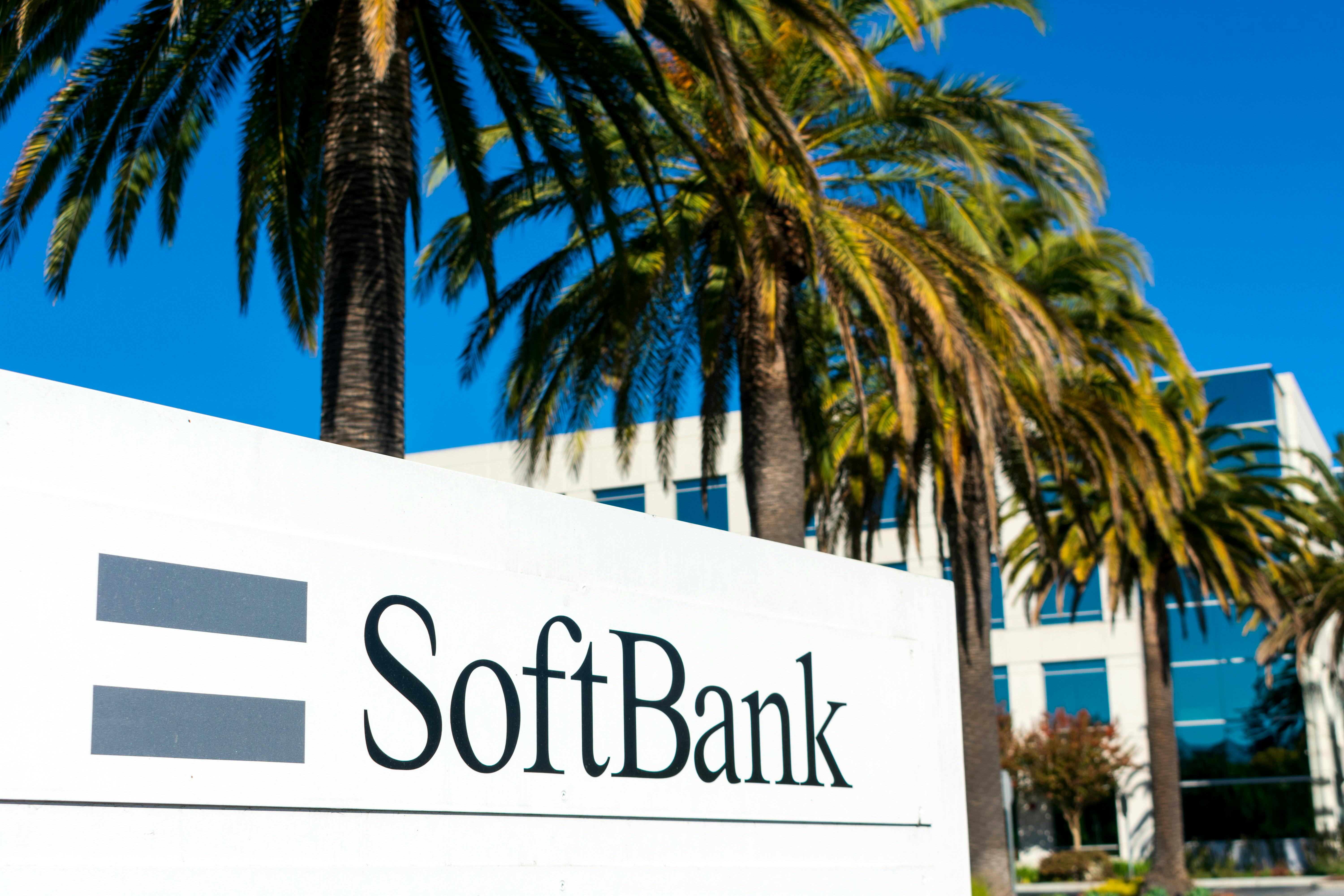 SoftBank sign at SoftBank Vision Fund headquarters in Silicon Valley.