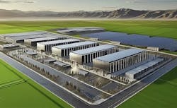 Rendering of the proposed Joule Capital Partners and Caterpillar 4-gigawatt AI campus in Millard County, Utah, combining hyperscale data halls with large-scale on-site power generation. Rendering of the proposed Joule Capital Partners and Caterpillar 4-gigawatt AI campus in Millard County, Utah, combining hyperscale data halls with large-scale on-site power generation.