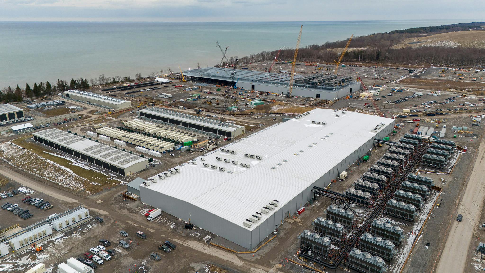April 2 site aerial view at Terawulf's Lake Mariner data center campus.