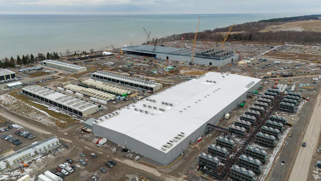 April 2 site aerial view at Terawulf's Lake Mariner data center campus.