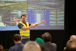 Terawulf COO Sean Farrell instructs and informs the global press as gathered before the Lake Mariner tour. Terawulf COO Sean Farrell instructs and informs the global press as gathered before the Lake Mariner tour.