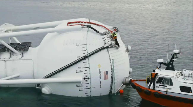 Panthalassa wave generator being serviced