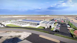 Keel Infrastructure’s Q1 2026 investor presentation outlines the company’s 18-MW Moses Lake AI/HPC project, including the six-acre site, Grant County PUD power supply, projected PUE range of 1.15–1.35 and a 2027 target for earliest ready-for-service. (Image: Keel Infrastructure)